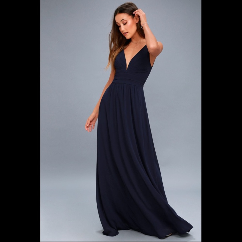 Lulus navy blue maxi / bridesmaid dress
